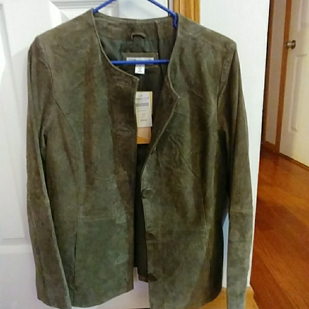 Coldwater Creek Medium Olive Leather Jacket